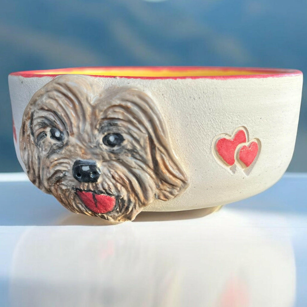 Gamelle pour chien en céramique faite à la main – Motif Cockapoo