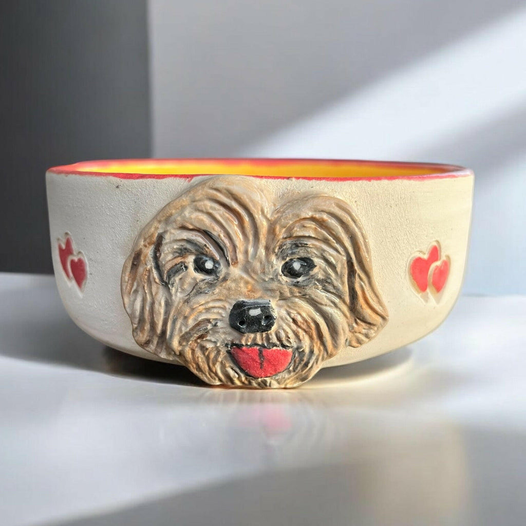 Gamelle pour chien en céramique faite à la main – Motif Cockapoo