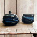 Handcrafted Ceramic Sugar Pot and Creamer Set in Midnight Blue - BM Ceramics