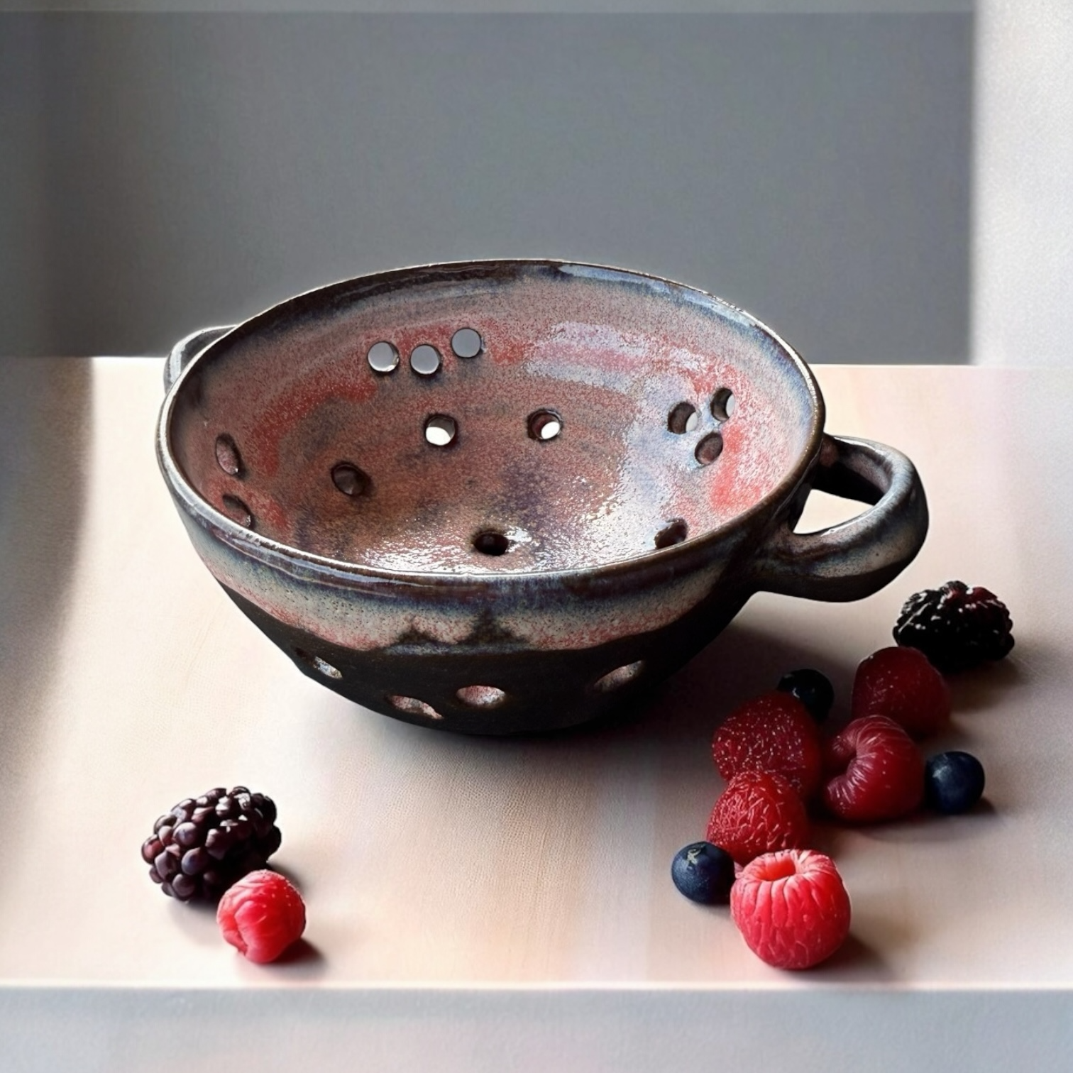 Handmade ceramic berry bowl