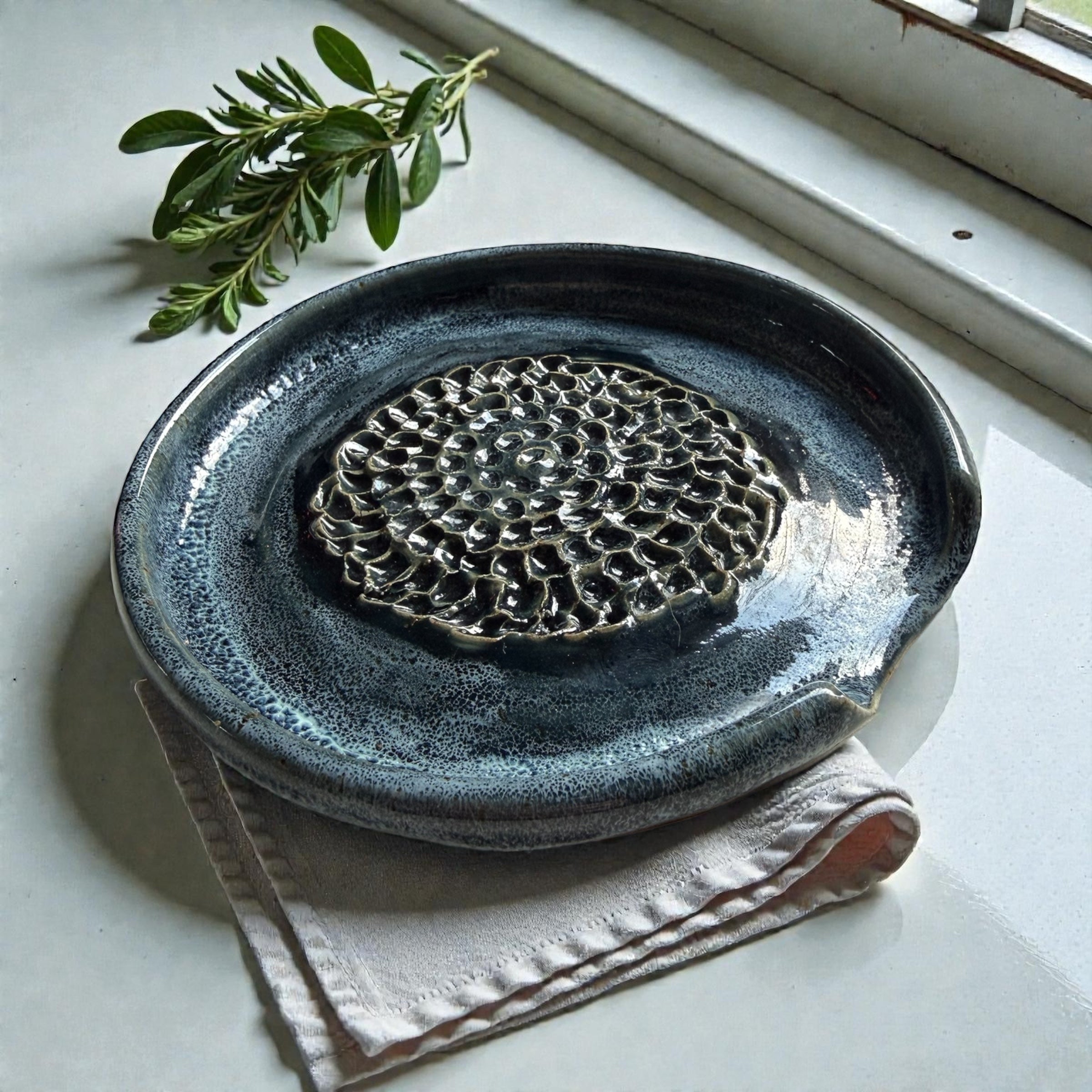 Handmade ceramic garlic grater & spoon rest - BM Ceramics