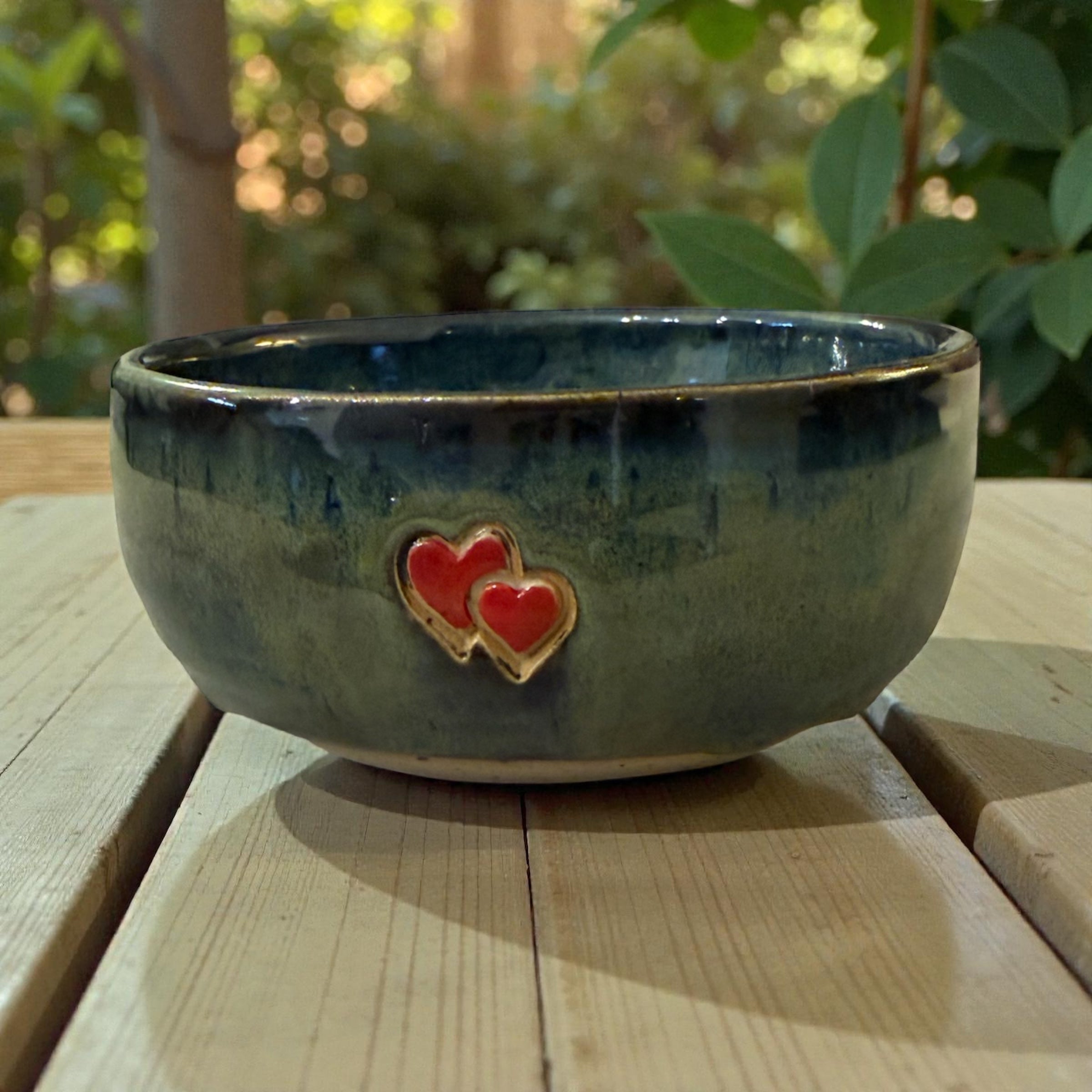 Handmade ceramic bowl with hearts - BM Ceramics