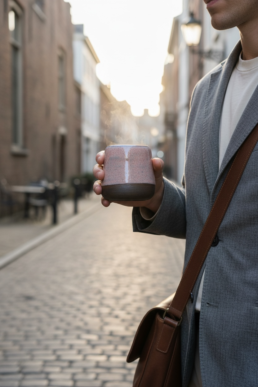 Handmade ceramic travel mug