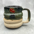 Handmade ceramic mug – green glaze with blue and brown tones